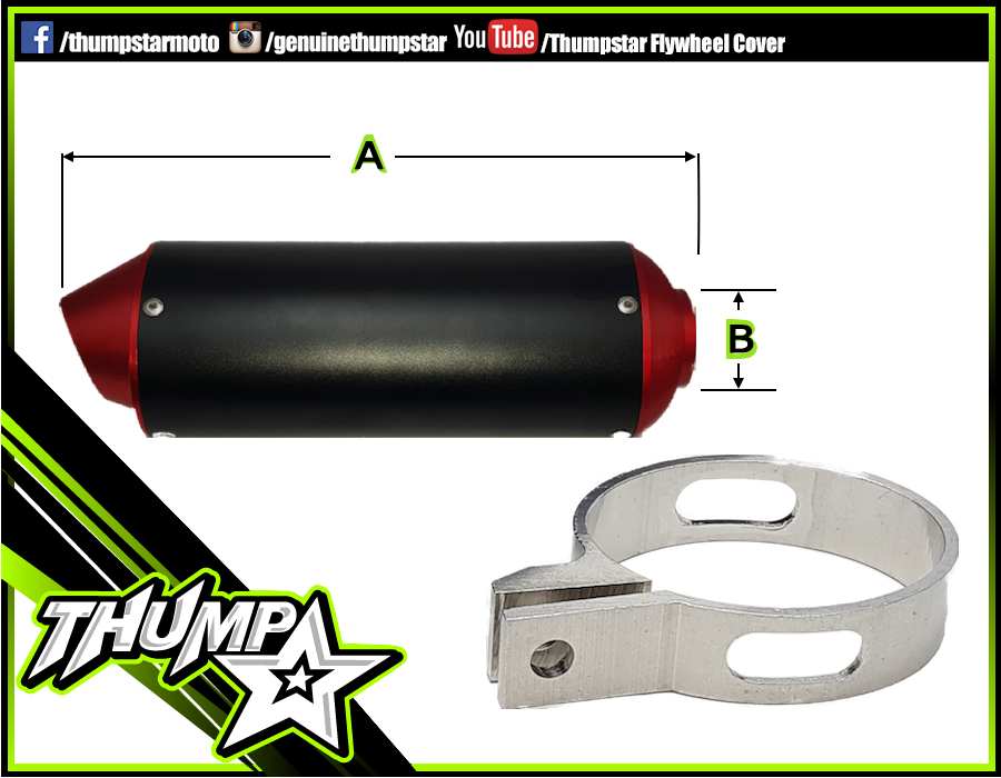 7285 | Exhaust | Muffler | 38mm Inlet | Red CNC Alloy